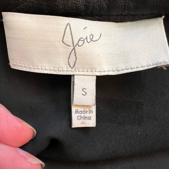 Joie Leather Skirt S Black A-Line Laser Cut Eyelet Hem Perforated Real Leather - Picture 5 of 8